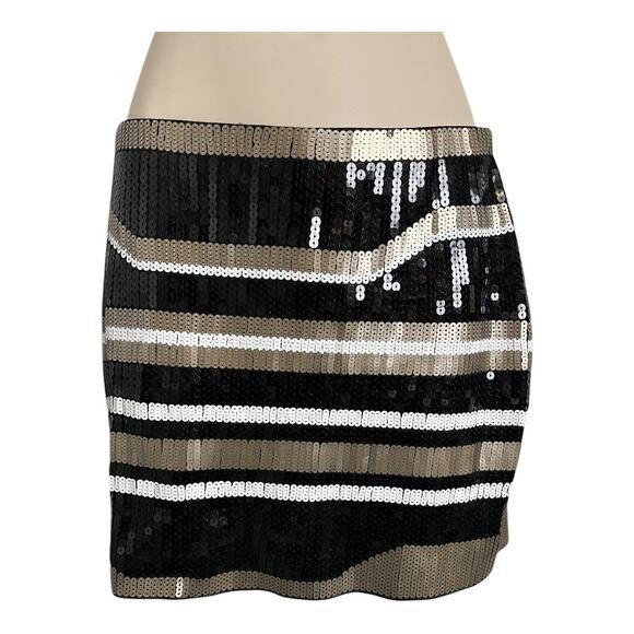 Express Sequined Mini Skirt XS Micro Stretchy Bandage Club - Picture 1 of 6